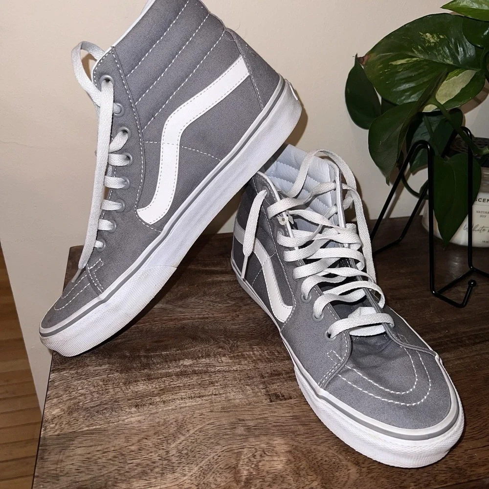 Vans Gray and White Sk8-Hi High-Top Sneakers